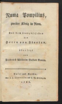 Numa Pompilius, zweiter König in Rom