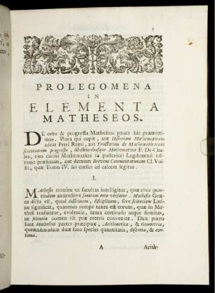 Prolegomena In Elementa Matheseos.