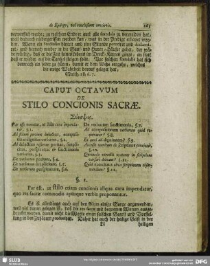Caput Octavum De Stilo Concionis Sachrae