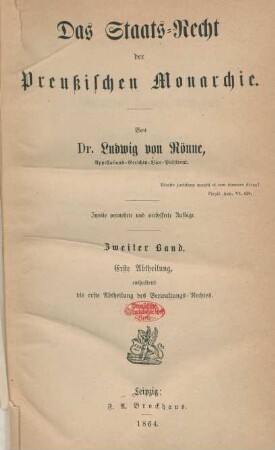 Bd. 2, Abth. 1: Erste Abtheilung, enthaltend die erste Abtheilung des Verwaltungs-Rechtes