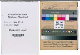 Entnazifizierung Josef Duenchem , geb. 26.01.1891 (Bauarbeiter)