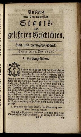 Acht und vierzigstes Stück. Coburg, den 23. Nov. 1748.
