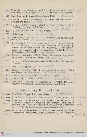 Stiche, Lithografien etc. aller Art (Nr. 643-688)