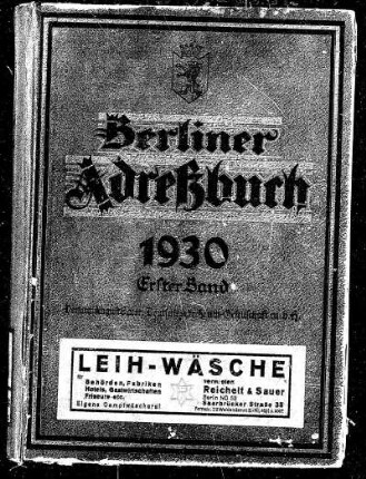1930: Berliner Adreßbuch : für das Jahr ... : unter Benutzung amtlicher Quellen