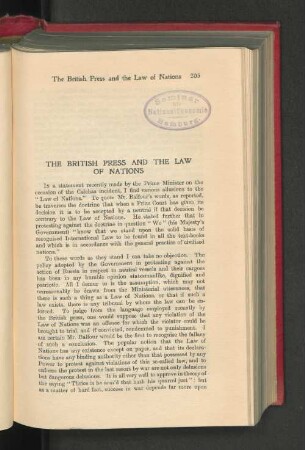 The British Press and the Law of Nations.