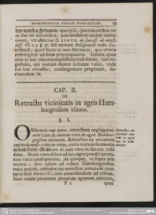 Cap. II. De Retractu vicinitatis in agris Hamburgensium usitato