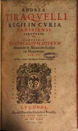 Semestria in Genialium Dierum Alexandri ab Alexandro libri sex