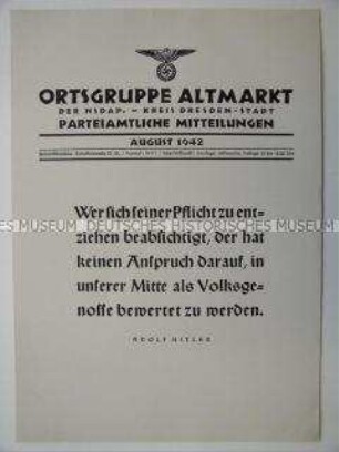 Mitteilungsblatt der NSDAP-Ortsgruppe Dresden-Altmarkt