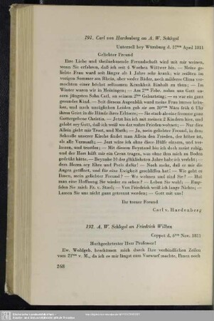 August Wilhelm von Schlegel an Friedrich Wilken, Coppet, 06.11.1811
