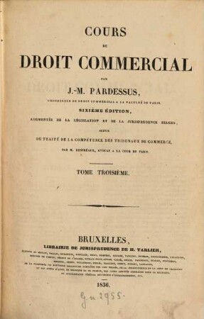 Cours de droit commercial, T. 3