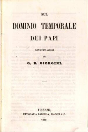 Sul dominio temporale dei Papi considerazioni