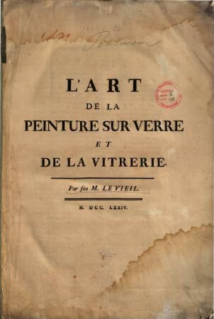 L' Art De La Peinture Sur Verre Et De La Vitrerie