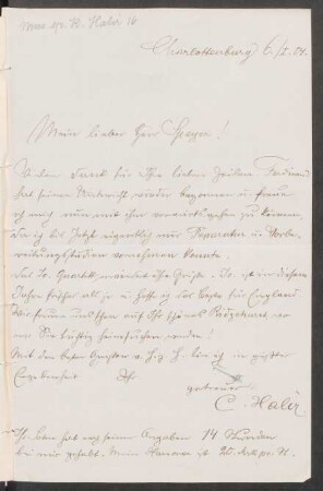 Brief an Edward Speyer : 06.01.1904