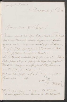 Brief an Edward Speyer : 06.01.1904