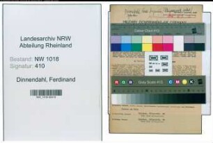 Entnazifizierung Ferdinand Dinnendahl , geb. 25.10.1885 (Klempnermeister)