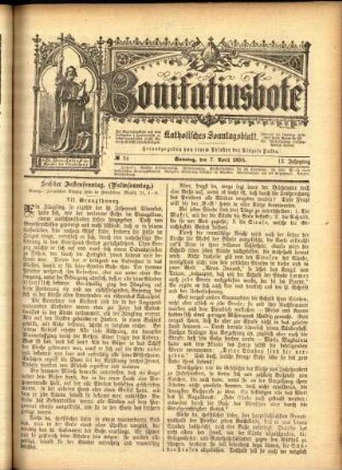 Erste Ausgabe vom Sonntag, den 07. April 1895.