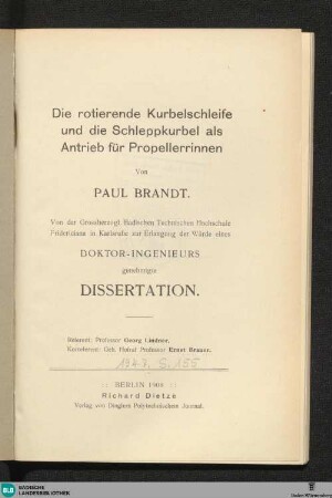 Die rotierende Kurbelschleife und die Schleppkurbel als Antrieb für Propellerrinnen