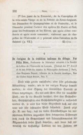 332-336 [Rezension] Nève, Félix, De l'origine de la tradition indienne du déluge