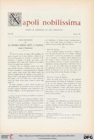 Nuovi Documenti per storia delle arti a Napoli durante il Rinascimento