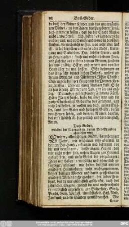 Das Gebet, welches des Montags in denen Bet-Stunden abgelesen wird