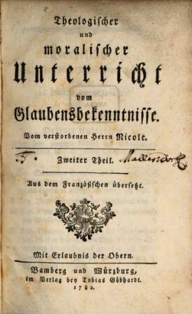 Theologischer und moralischer Unterricht vom Glaubensbekenntnisse, 2