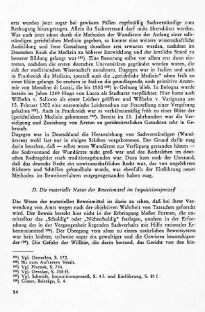 D. Die materielle Natur der Beweismittel im Inquisitionsprozeß