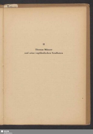 II. Thomas Münzer und seine vogtländischen Sendboten