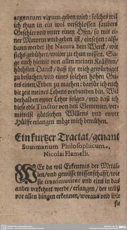 Ein kurtzer Tractat/genant Summarium Philosophicum.