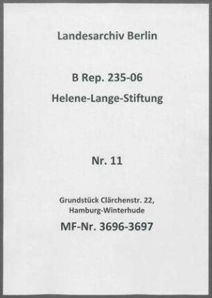 Grundstück Clärchenstr. 22, Hamburg-Winterhude