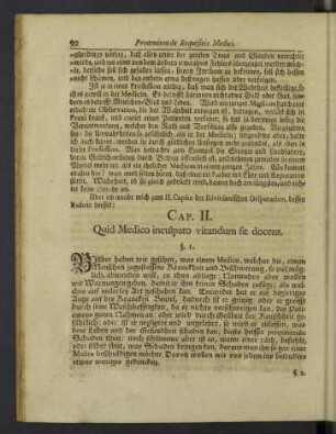 Cap. II. Quid Medico inculpatro vitandum sit docens.