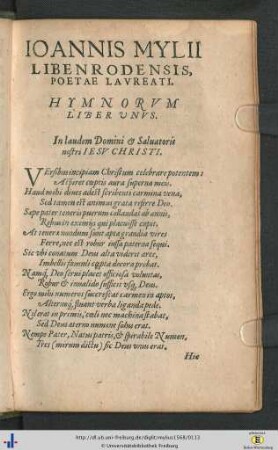 Hymnorum Liber unus.