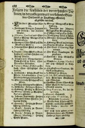 Folgen die Nahmen der vornehmsten Personen [...]