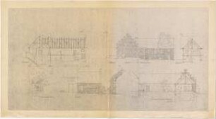 Döllgast, Hans; Marktsteft (Bayern); Gemeindehaus - Schnitte; Ansichten; Lageplan