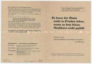 Propagandaschrift der Nationalen Front zur Frage der Wiederbewaffnung der Bundesrepublik