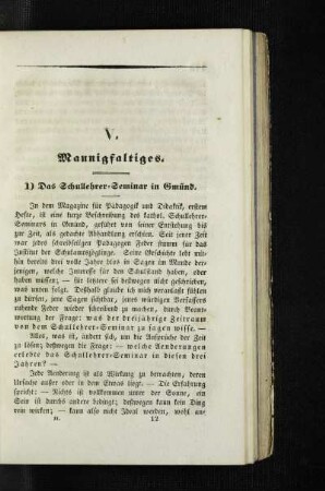 ¬Das¬ Schullehrer-Seminar in Gmünd : [Mannigfaltiges]