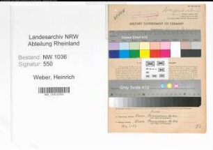 Entnazifizierung Heinrich Weber , geb. 10.02.1898 (Kaufmaennischer Angestellter)