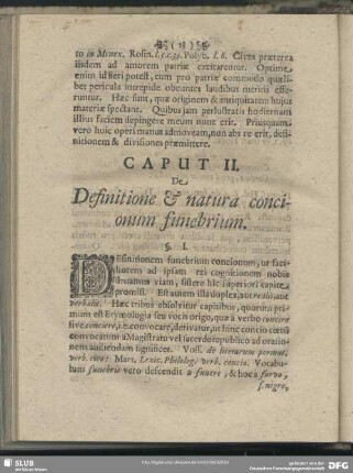 Caput II. Definitione & natura concionum funebrium