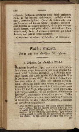 Sechster Abschnitt. Etwas aus den römischen Alterthümern.