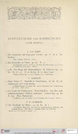 Kupferstiche und Radirungen alter Meister (Nr. 1 - 1810)