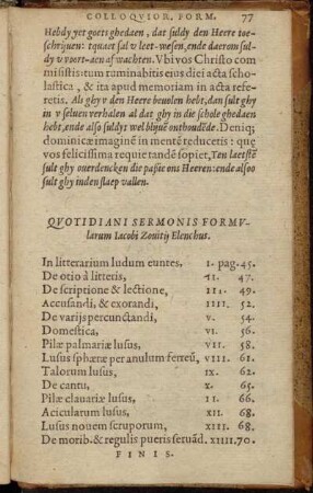 Qvotidiani Sermonis Formvlarum Iacobi Zouitij Elenchus