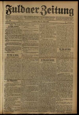 Erste Ausgabe vom Dienstag, den 27. Juni 1916.