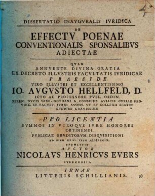 De effectu poenae conventionalis sponsalibus adiectae