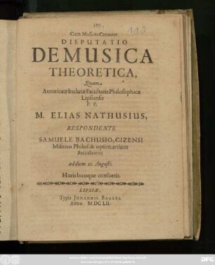 Disputatio De Musica Theoretica