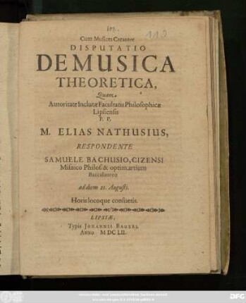 Disputatio De Musica Theoretica