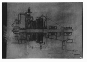 Industrie-Kraftwerk. Reproduktion: Technische Zeichnung M 1:10 Schnitt durch die Turbine (Maschine 3) : Lauta (Niederlausitz). Industrie-Kraftwerk. Reproduktion: Technische Zeichnung M 1:10 Schnitt durch die Turbine (Maschine 3)