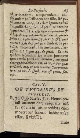 Cap. V. De Tutoribus Et Pupillis.