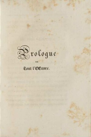 Prologue De Tout l'OEuvre
