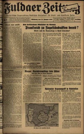 Ausgabe vom Mittwoch, den 11. Januar 1939.