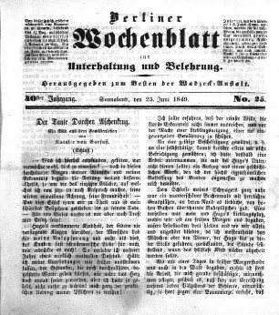 No. 25, Sonnabend, den 23. Juni 1849.