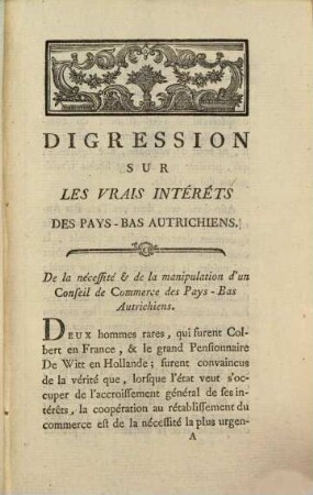 Digression Sur Les Vrais Intérêts Des Pays-Bas Autrichiens
